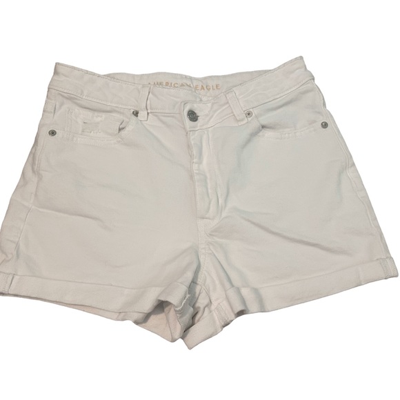 American Eagle Outfitters White Denim Mom Jeans Shorts High Waist Stretch Size 6 - Picture 3 of 9